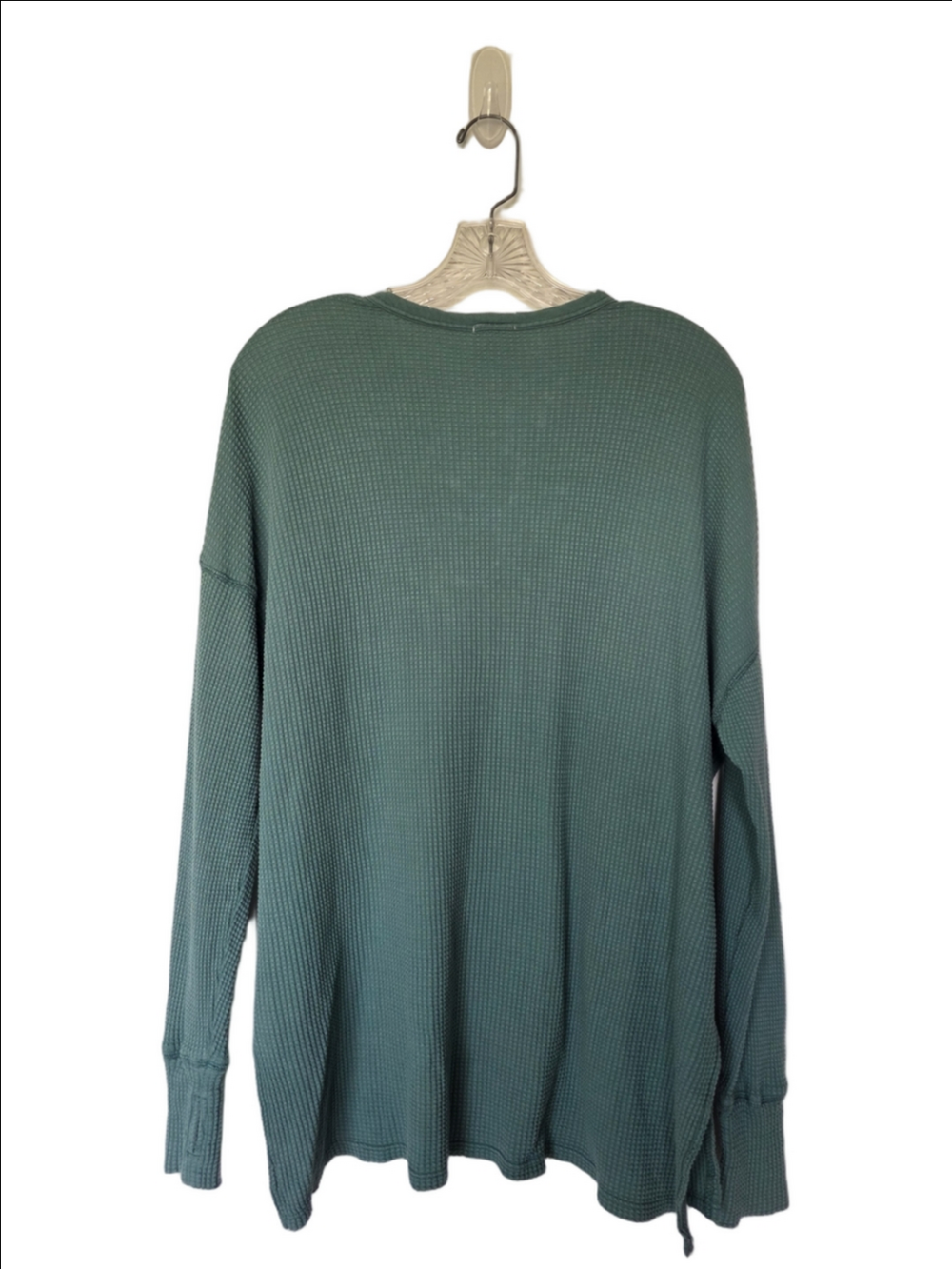 aerie Long Sleeve Waffle Henley Top in Sage Green - Picture 9 of 9